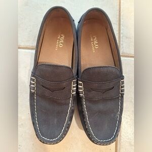 Polo by Ralph Lauren Men's Blue Suede Penny Loafers with stitching size 9.5